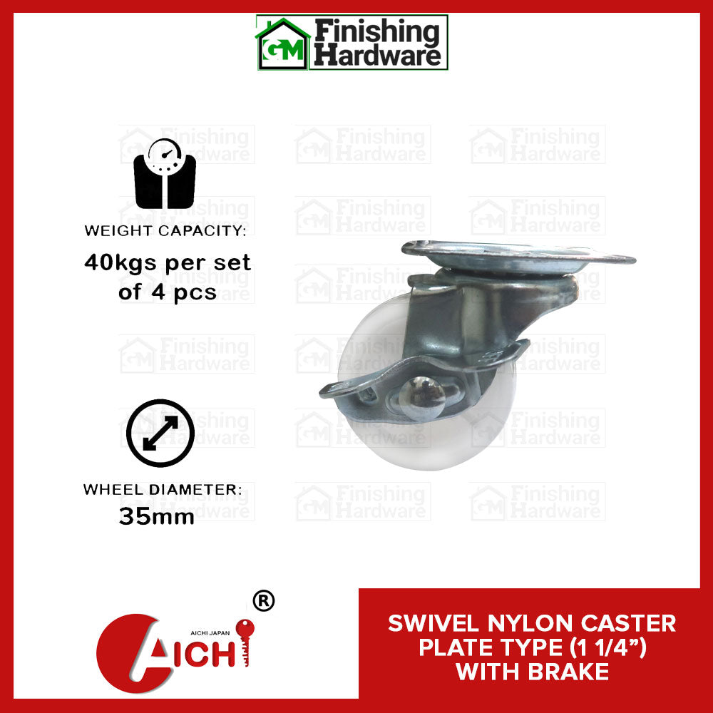 Nylon Caster Plate Type with Brake