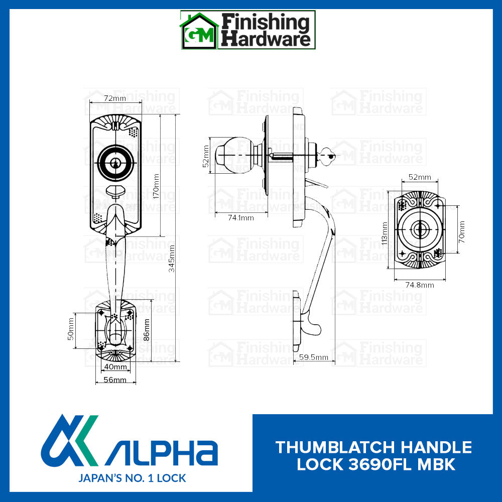 Alpha Entrance Thumb Latch Lockset 3690 FL