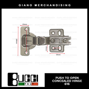 BUCCI Slide-On Hydraulic Concealed Hinge 607 (2pcs/pack)