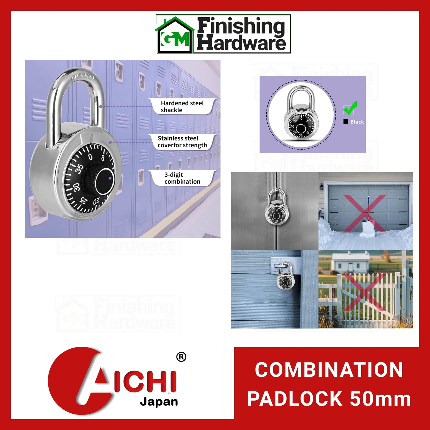 Aichi Combination Padlock 50mm