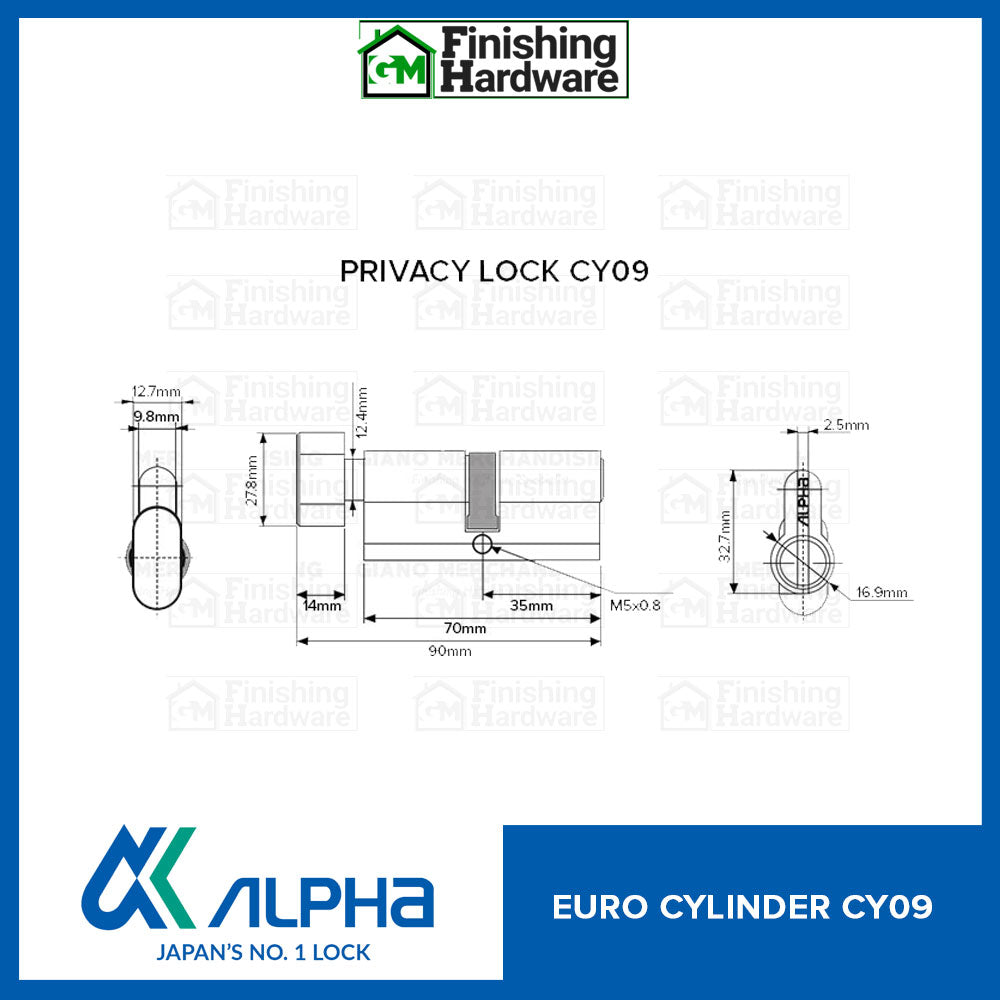 Alpha Euro Cylinder 70mm for Mortisse Lock