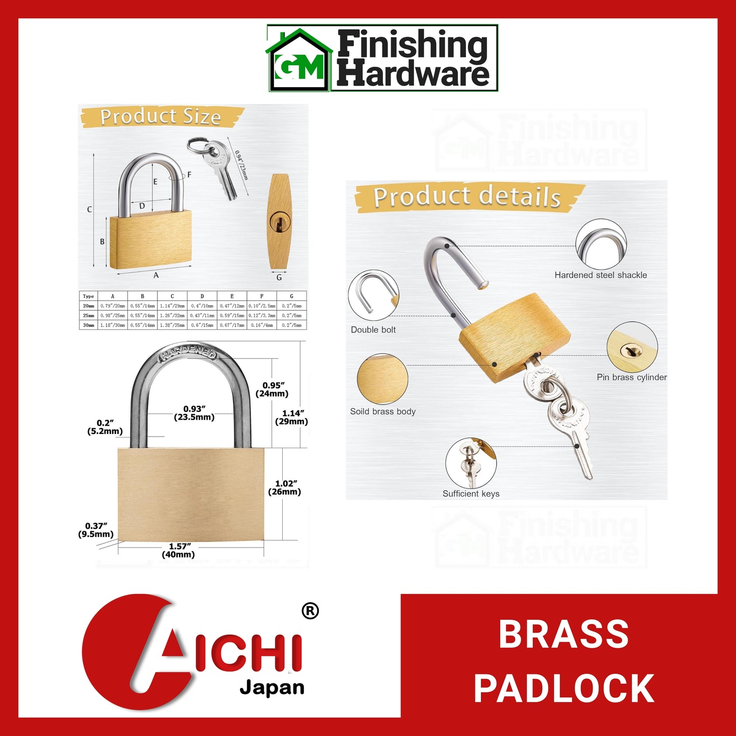 Aichi Brass Padlock