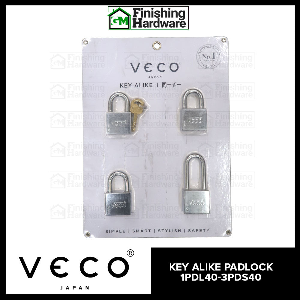 Veco Key Alike Padlock 1PDL40-3PDS40