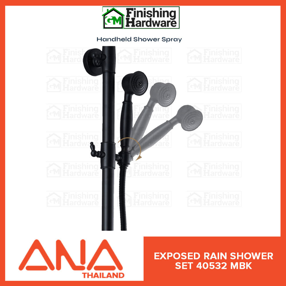 ANA Exposed Rain Shower set 40532 MBK