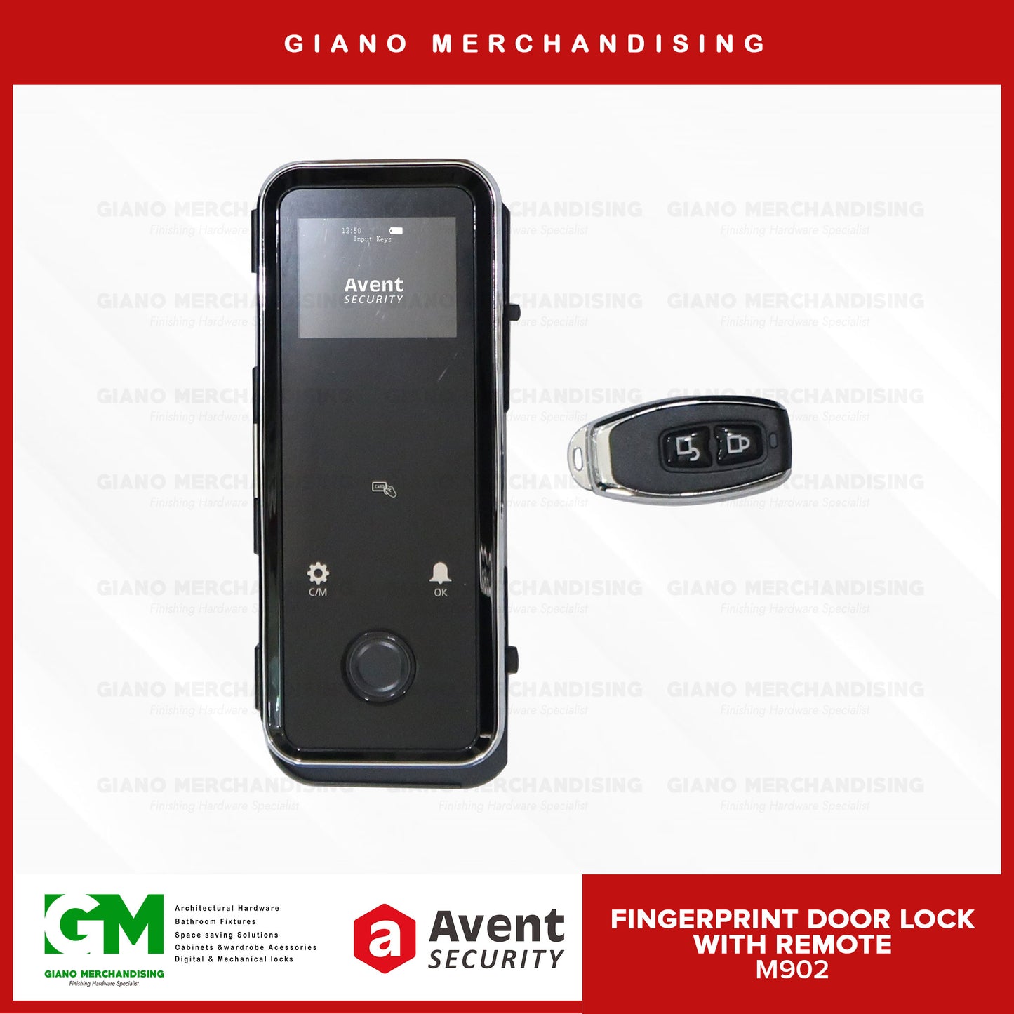 Avent Fingerprint Glass Door Lock M902