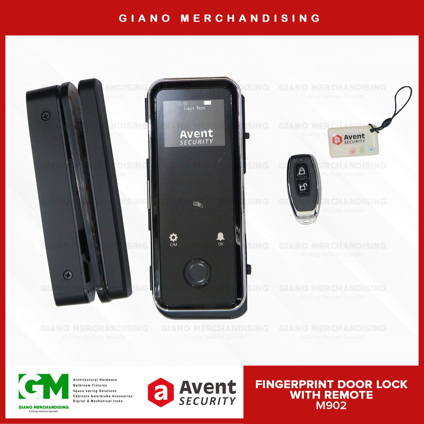 Avent Fingerprint Glass Door Lock M902