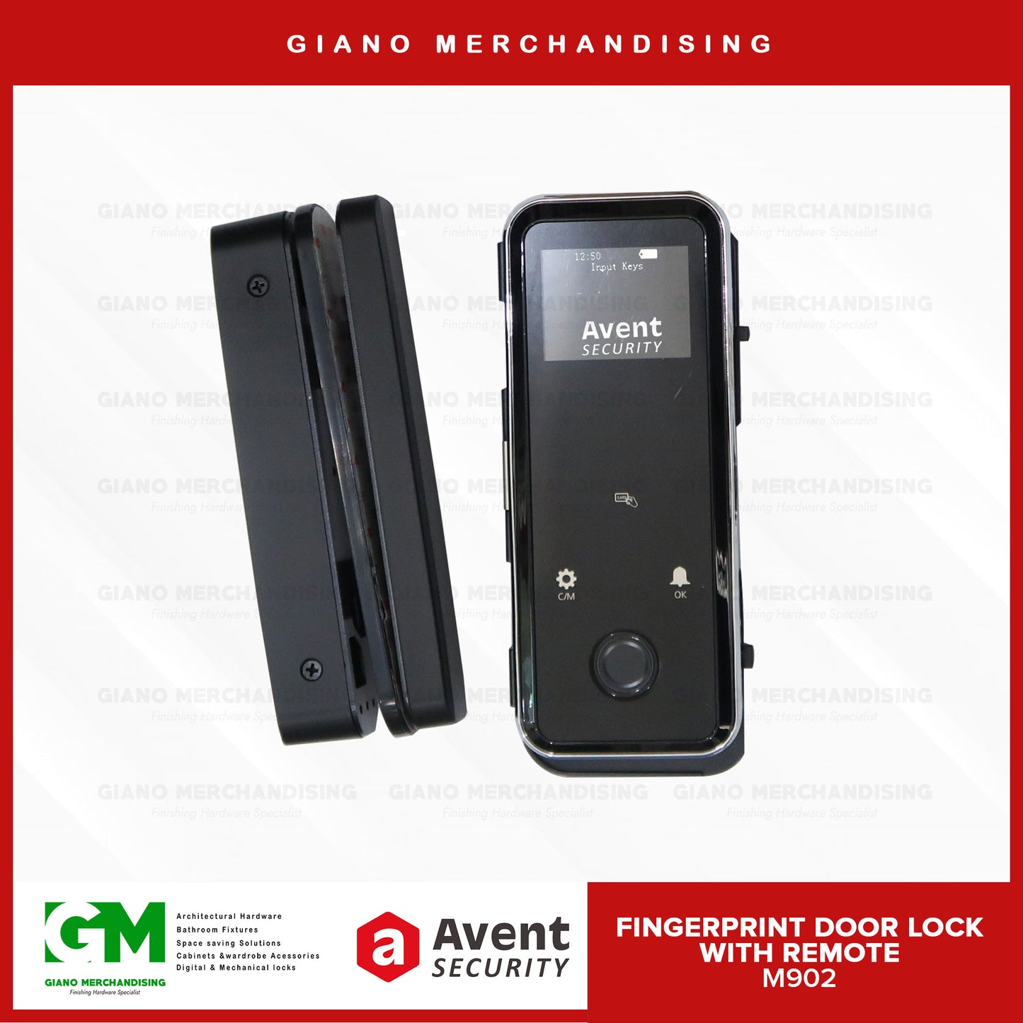 Avent Fingerprint Glass Door Lock M902