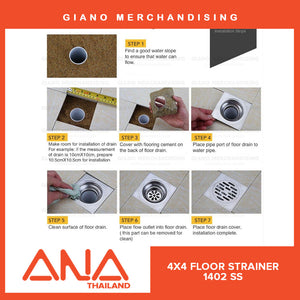ANA Floor Drain Strainer 1402 SSS (4x4)