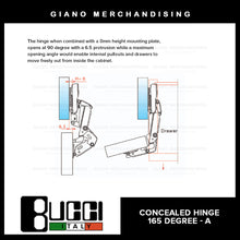 Load image into Gallery viewer, BUCCI Hydraulic Concealed Hinge 165A Degree(1pc)
