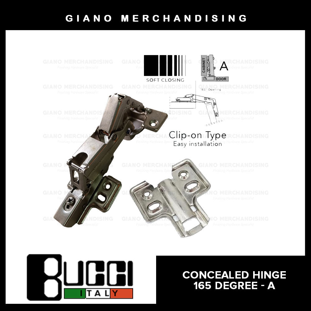 BUCCI Hydraulic Concealed Hinge 165A Degree(1pc)