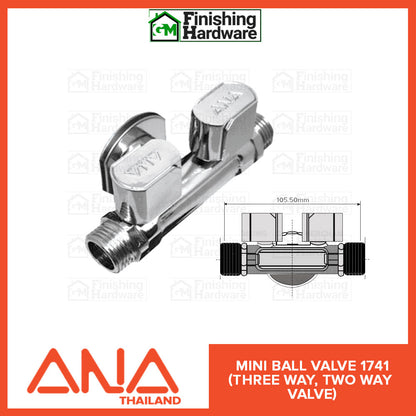 ANA Mini Ball Valve 1741 (3 Way, 2 Angle Valve)