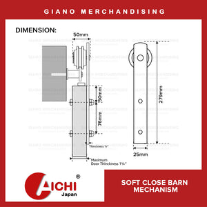 Soft Close Sliding Barn Door Mechanism MM-20T