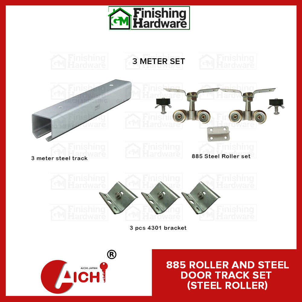 Steel Door Track + 885 ROLLER + Wall Bracket