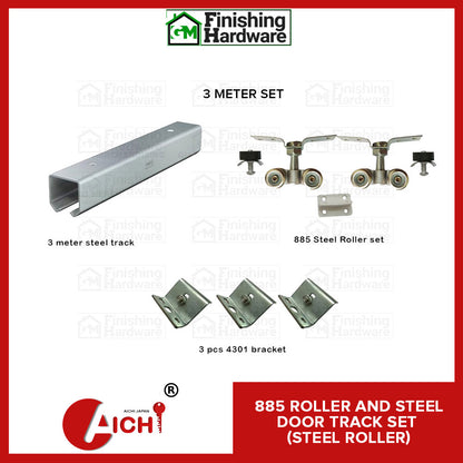 Steel Door Track + 885 ROLLER + Wall Bracket