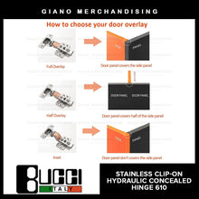 Load image into Gallery viewer, BUCCI Stainless 304 Clip-On Hydraulic Concealed Hinge 610 (1pc)
