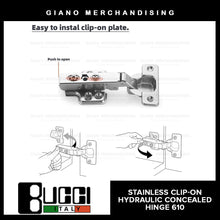 Load image into Gallery viewer, BUCCI Stainless 304 Clip-On Hydraulic Concealed Hinge 610 (1pc)
