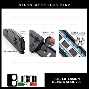 BUCCI Full Extension Drawer Slides 755 BK