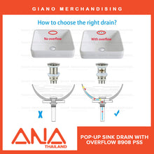 Load image into Gallery viewer, ANA Pop-Up Sink Drain 8908 PSS
