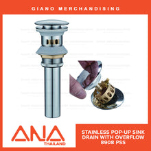 Load image into Gallery viewer, ANA Pop-Up Sink Drain 8908 PSS
