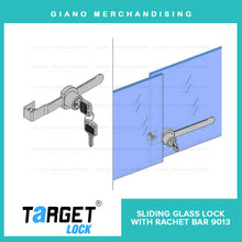 Load image into Gallery viewer, Target Sliding Glass Lock 9013 with 5&quot; Ratchet Bar
