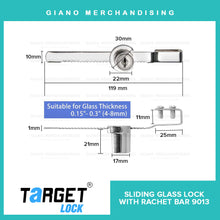 Load image into Gallery viewer, Target Sliding Glass Lock 9013 with 5&quot; Ratchet Bar
