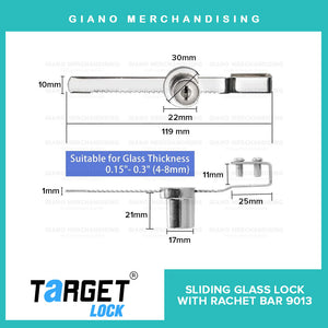 Target Sliding Glass Lock 9013 with 5" Ratchet Bar