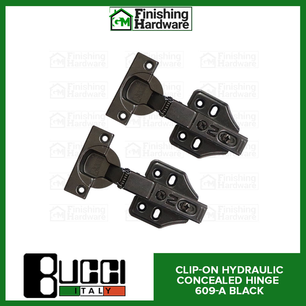 BUCCI Clip-On Hydraulic Concealed Hinge 609 Black (2pcs/pack)
