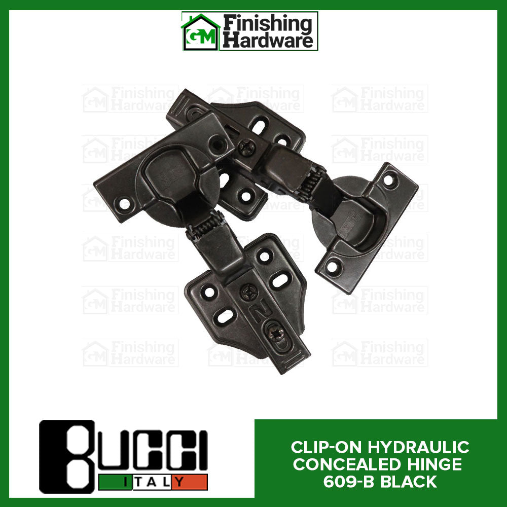 BUCCI Clip-On Hydraulic Concealed Hinge 609 Black (2pcs/pack)