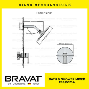BRAVAT Bath & Shower Mixer F89103C-A