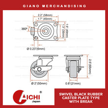 Load image into Gallery viewer, Black Rubber Caster Plate Type with Brake

