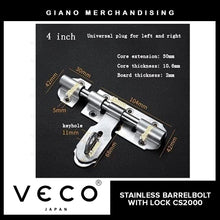 Load image into Gallery viewer, Veco Stainless Barrelbolt with Lock CS2000
