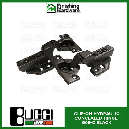 BUCCI Clip-On Hydraulic Concealed Hinge 609 Black (2pcs/pack)