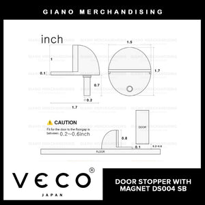 Veco Magnetic Floor Mounted Door Stopper DS004 SB