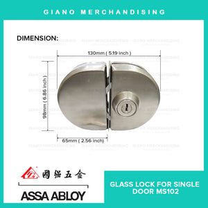 Assa Abloy Glass Lock Frameless Door MS102