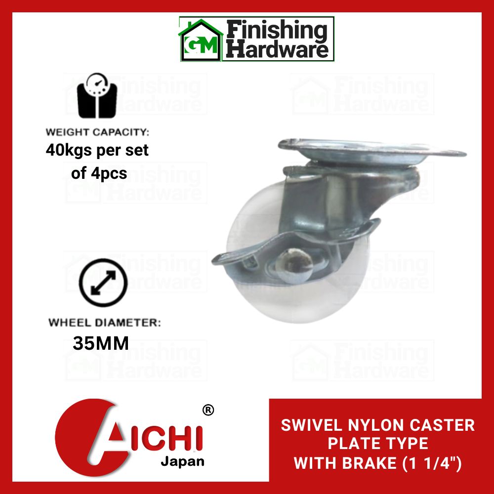Nylon Caster Plate Type with Brake