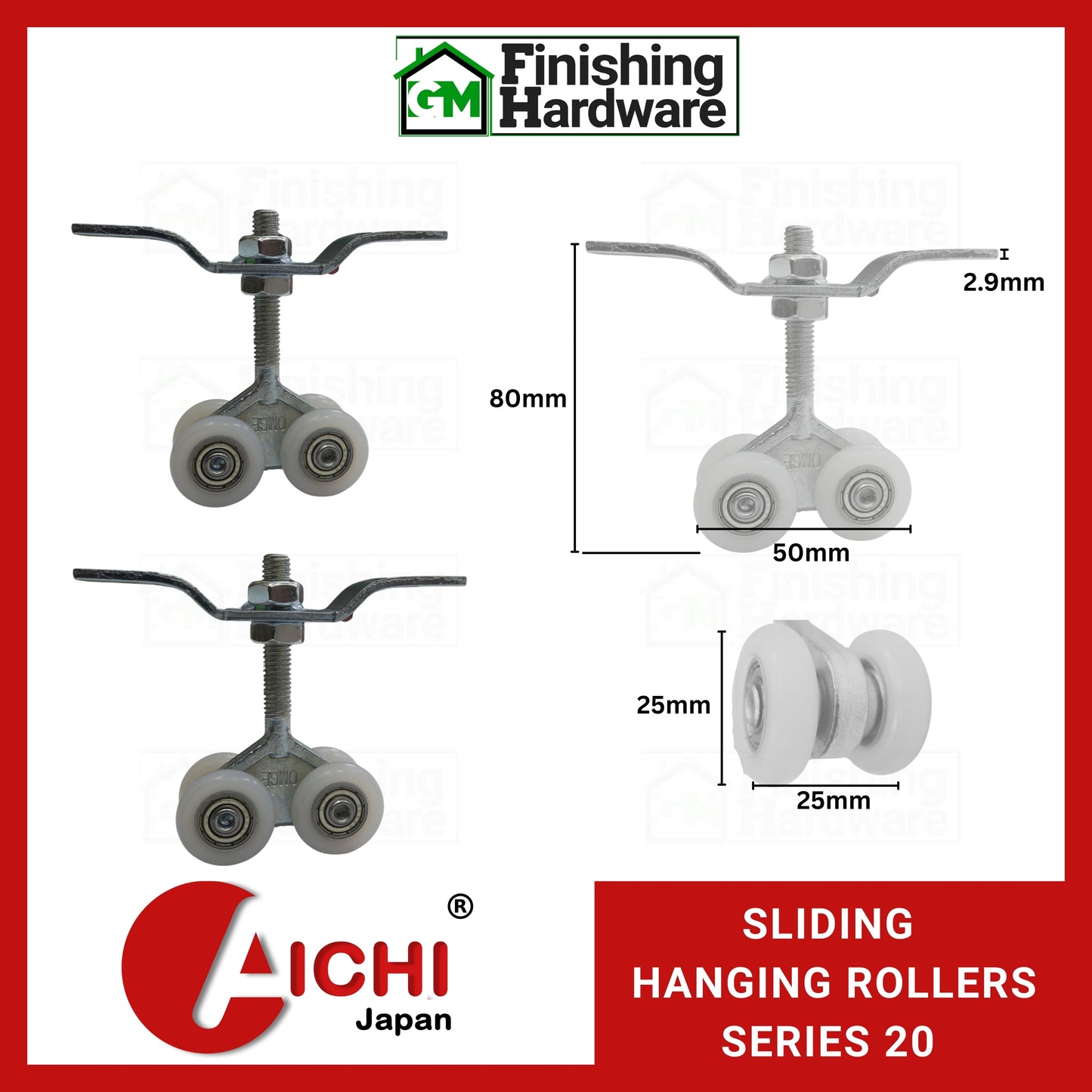 Steel Door Track + Series 20 Roller + 4301 Wall Bracket