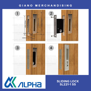 Alpha Sliding Door Lock SL221-1 Square