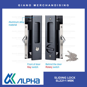 Alpha Sliding Door Lock Square