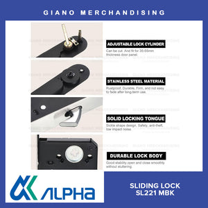 Alpha Sliding Door Lock Oval