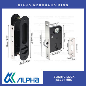 Alpha Sliding Door Lock Oval