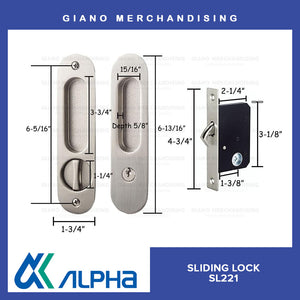 Alpha Sliding Door Lock Oval