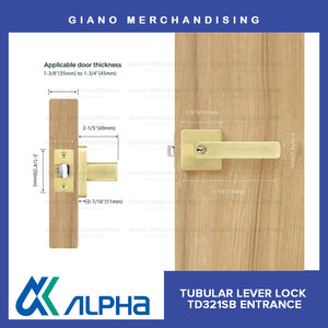 Alpha Tubular Lever Door Lock