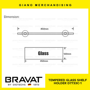 BRAVAT Tempered Glass Shelf Holder D733C-1