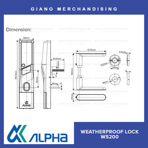 Alpha Weatherproof Digital Door Lock WS200