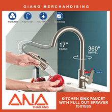 Load image into Gallery viewer, ANA Kitchen Sink Faucet with Pull Out Sprayer 15015 SS
