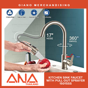 ANA Kitchen Sink Faucet with Pull Out Sprayer 15015 SS