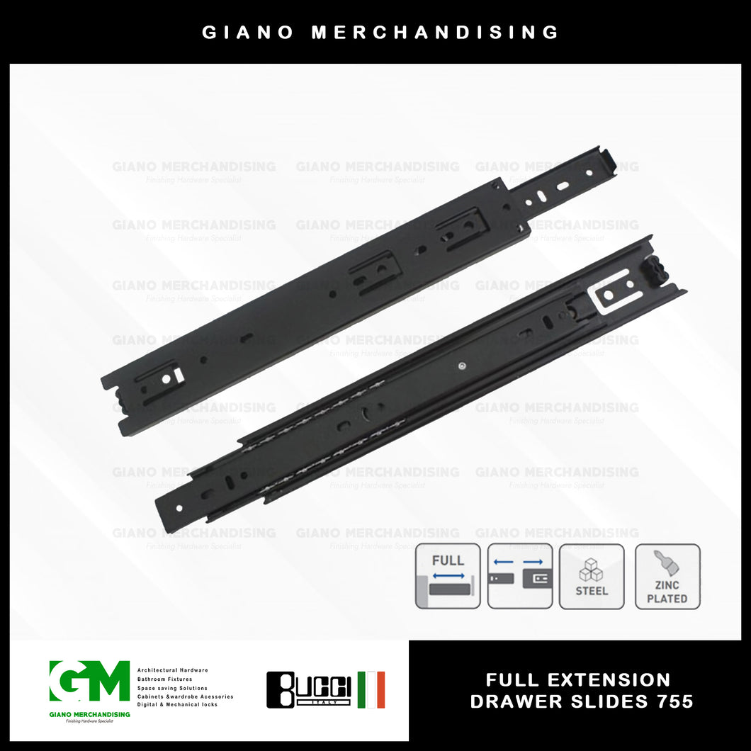 BUCCI Full Extension Drawer Slides 755 BK