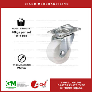 Nylon Caster Plate Type without Brake