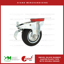 Load image into Gallery viewer, Black Rubber Caster with Hood Double Brake (1PC)
