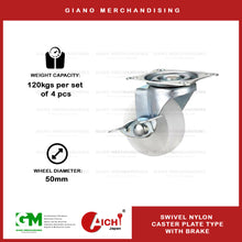 Load image into Gallery viewer, Nylon Caster Plate Type with Brake
